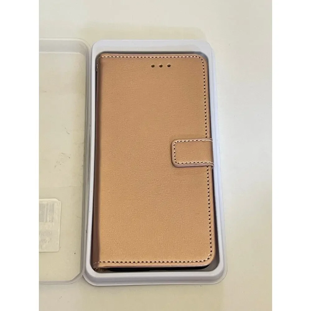 Rose Gold Wallet Case Wrist Strap Phone Case